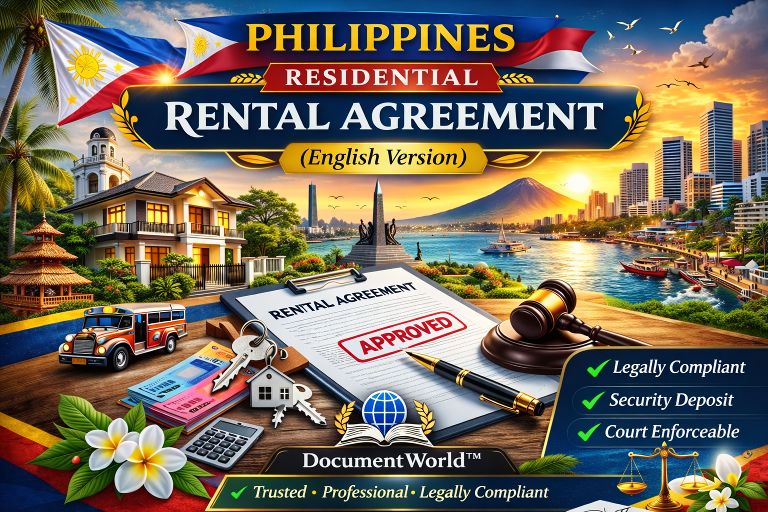 Philippines Residential Rental Agreement Template Editable DOCX PDF DocumentWorld