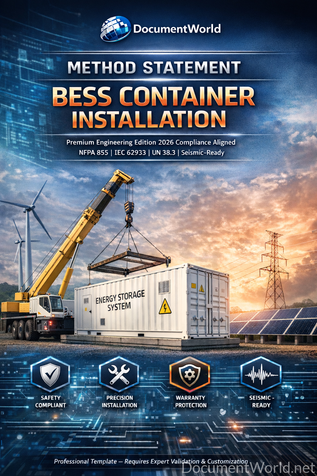 BESS Container Installation Method Statement NFPA 855 IEC 62933 engineering document template