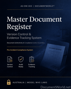 Master Document Register Australia version control template audit ready compliance document WHS document control system DocumentWorld