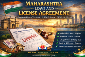 Maharashtra Leave and License Agreement template for residential property rental – महाराष्ट्र Leave and License करार नमुना – 11 month rental agreement format Maharashtra