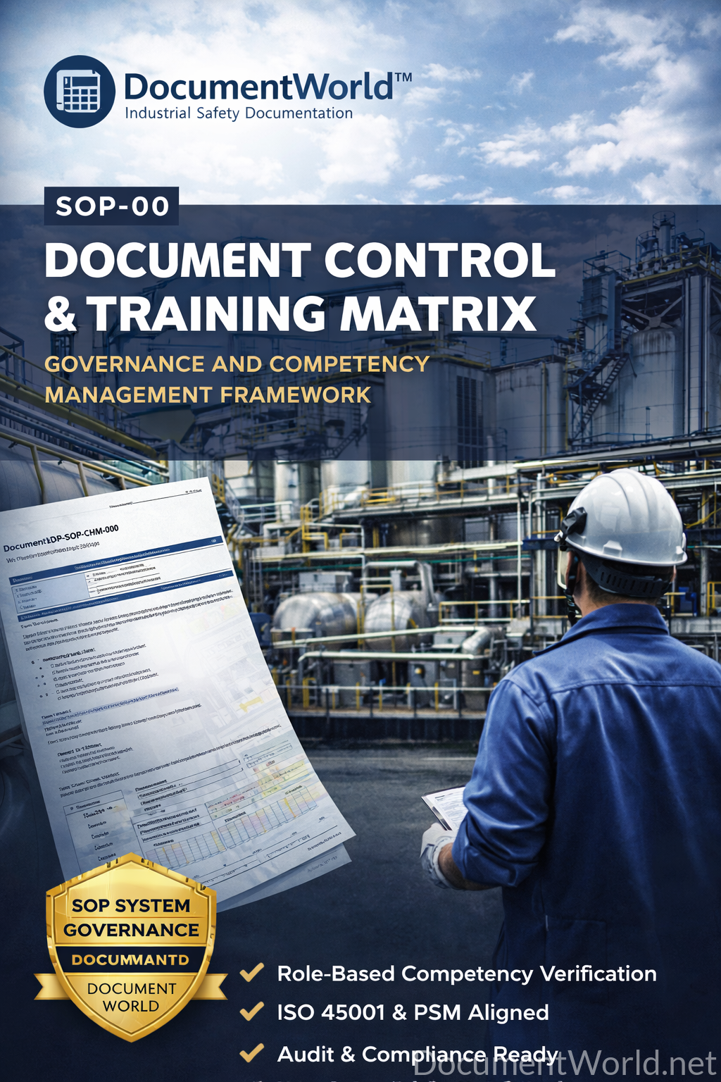 SOP-00 Document Control & Training Matrix – Chemical Storage & Dosing PSM System | ISO 45001 Audit Ready