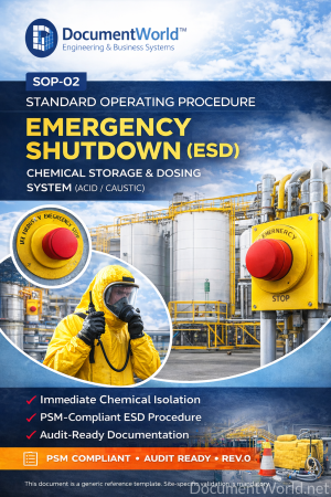 Emergency Shutdown ESD SOP for Chemical Storage and Dosing System acid caustic PSM compliant industrial safety procedure document