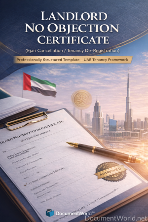 UAE landlord NOC template Ejari cancellation tenancy de registration Dubai landlord tenant certificate UAE rental exit document