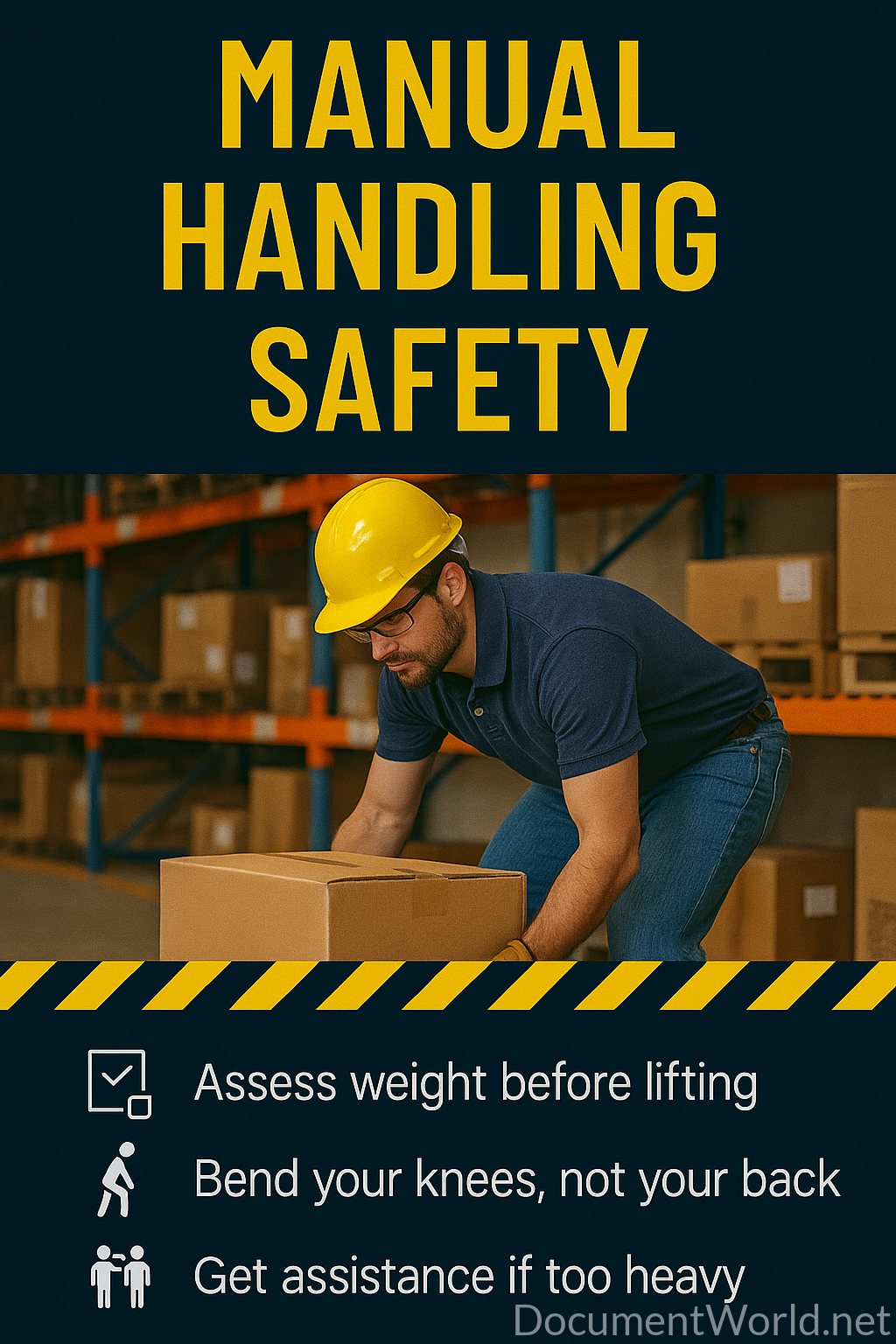 Manual Handling Safety Poster | Proper Lifting Technique Safety Sign | Workplace Ergonomic Safety Poster | Printable A3 A2 | Instant Download