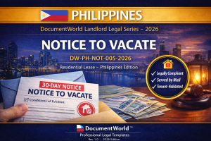 Philippines Notice to Vacate Template (2026 Edition) – Landlord Eviction Notice | Editable DOCX + PDF