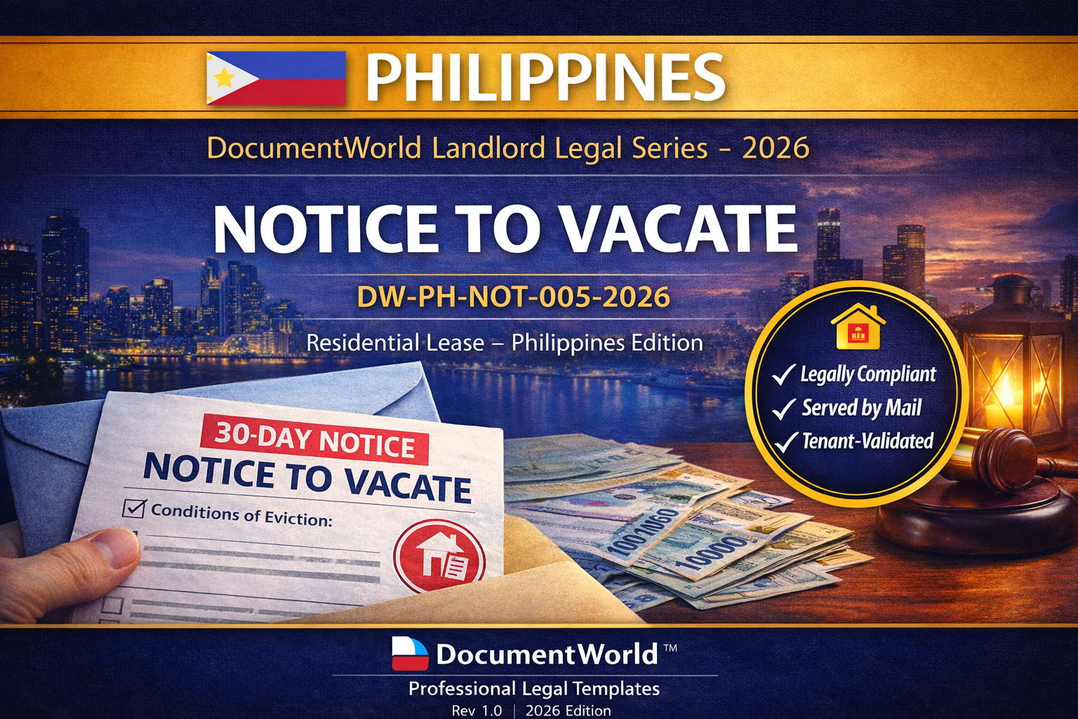 Philippines Notice to Vacate Template (2026 Edition) – Landlord Eviction Notice | Editable DOCX + PDF