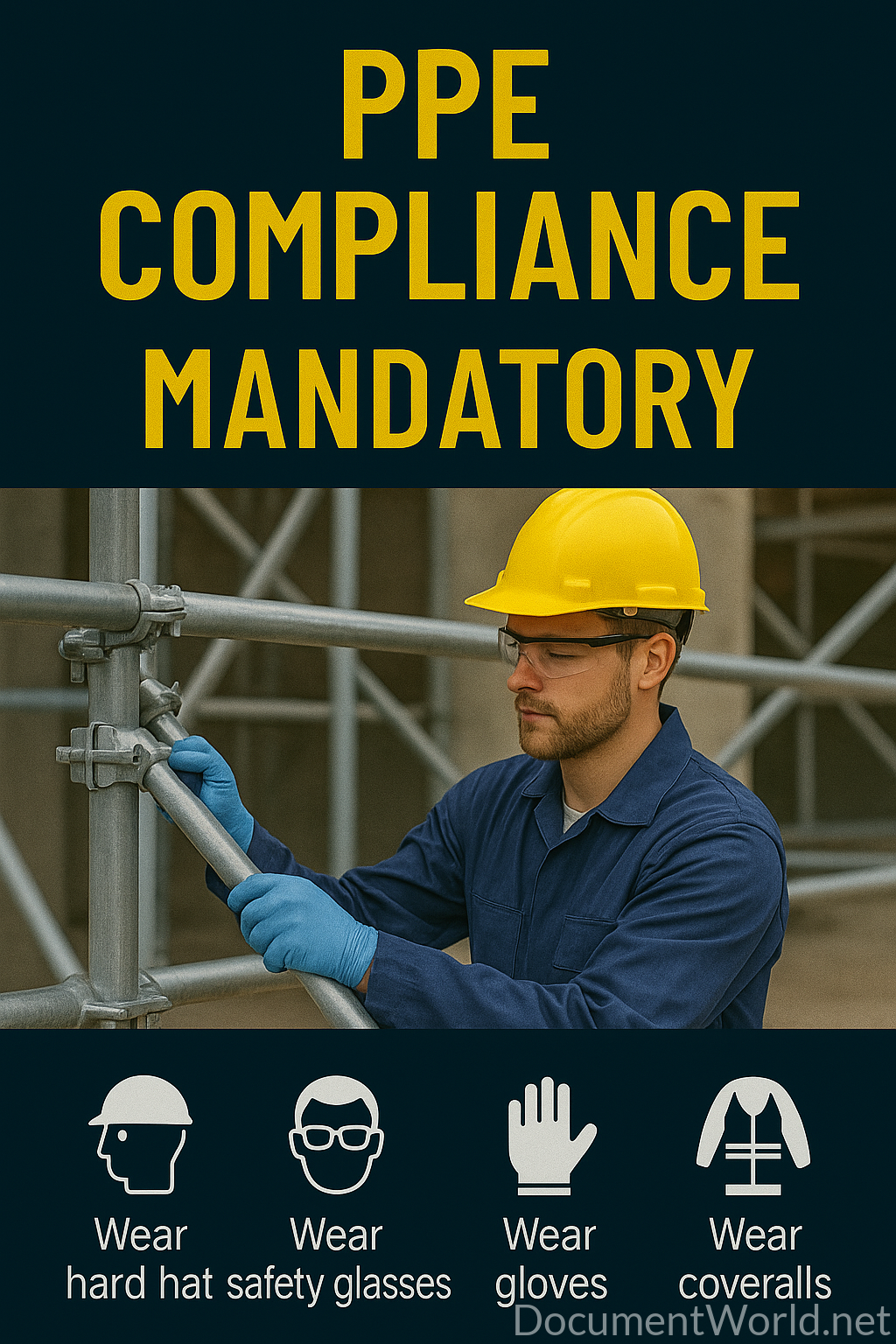 PPE Compliance Mandatory Safety Poster | Personal Protective Equipment Safety Sign | Workplace Safety Poster | Printable A3 A2 | Instant Download