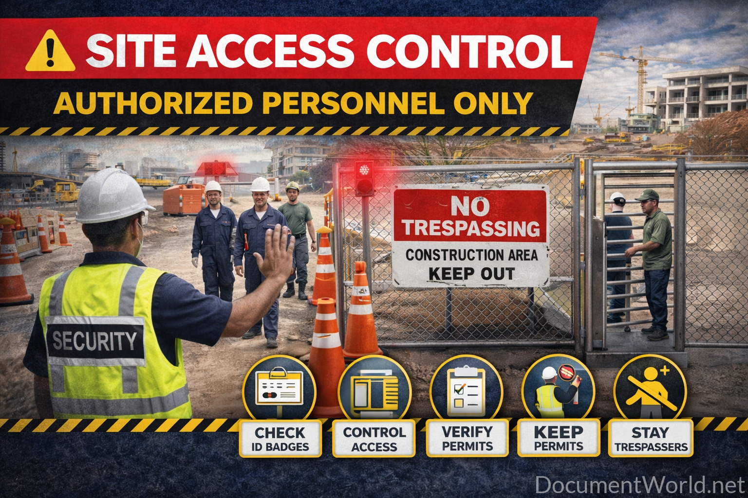 Site Access Control Poster – Authorized Personnel Only Sign | Restricted Area Safety Poster - Image 1