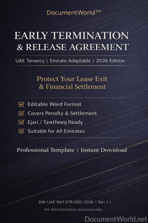 UAE early termination agreement template lease cancellation Ejari termination landlord tenant agreement UAE rental exit document