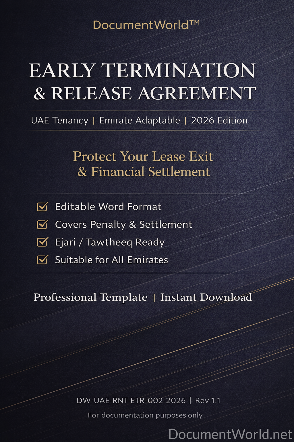 UAE early termination agreement template lease cancellation Ejari termination landlord tenant agreement UAE rental exit document