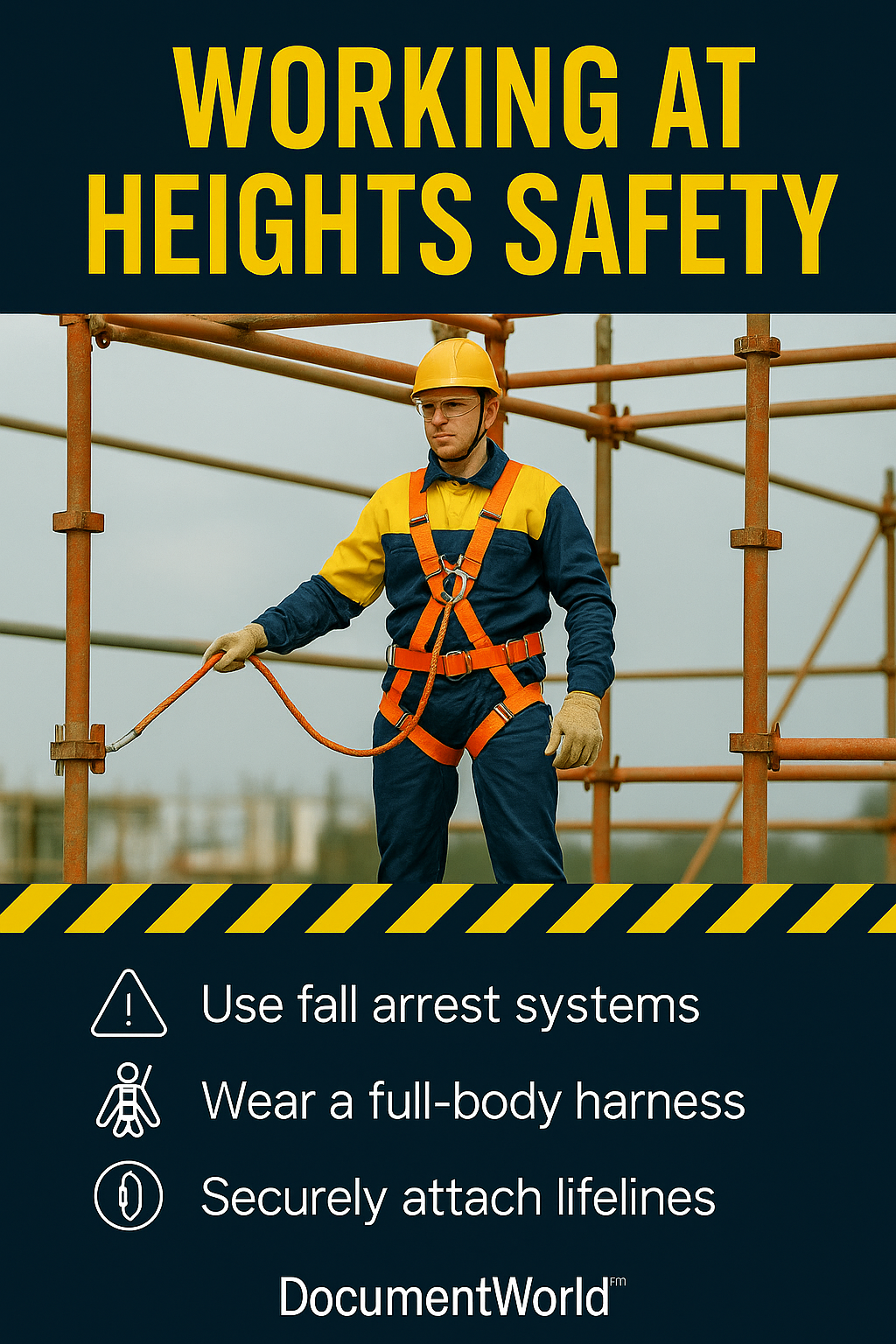 Working at Height Safety Poster | Fall Protection Construction Safety Sign | OSHA Aligned Workplace Poster | Printable A3 A2 | Instant Download