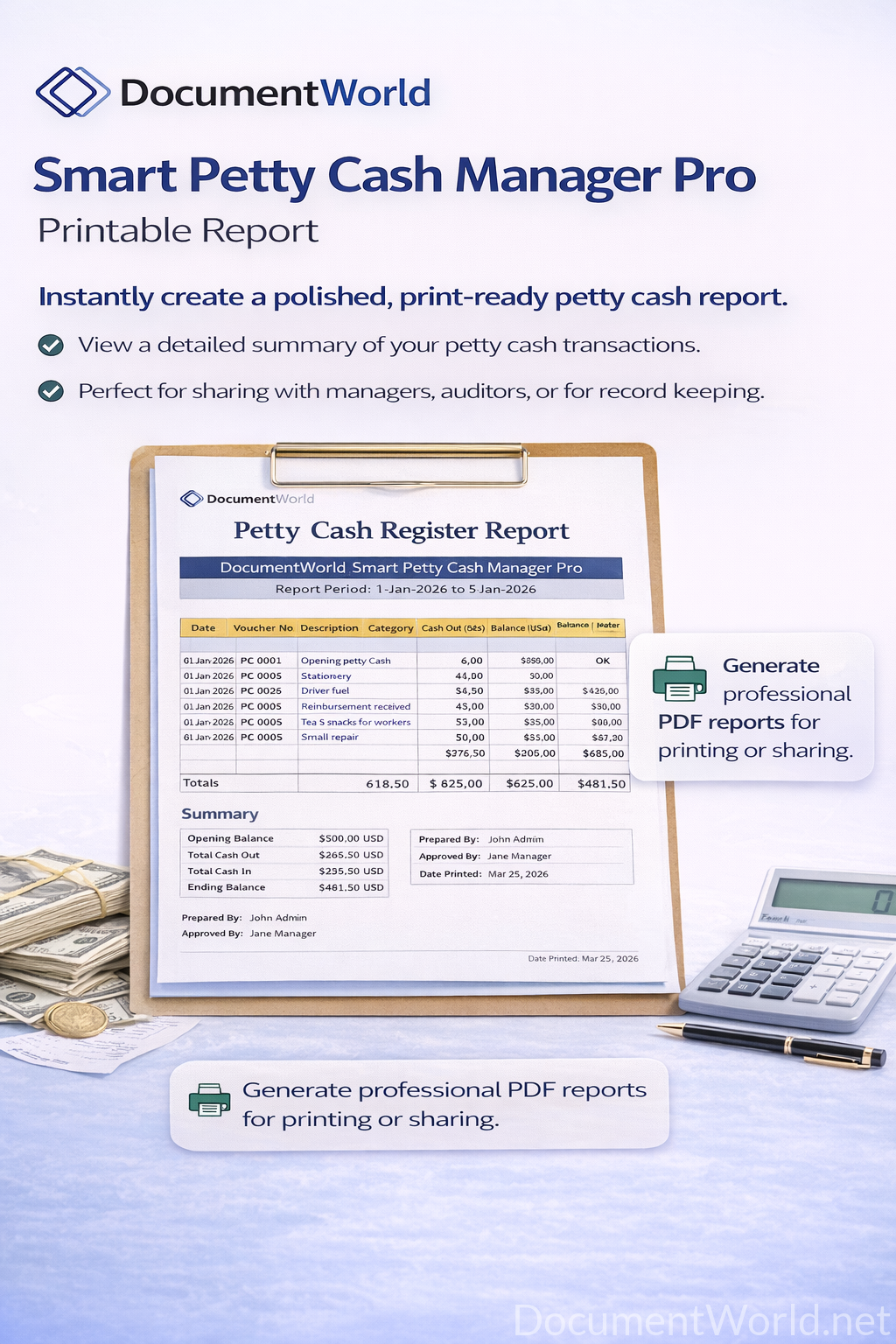 Smart Petty Cash Manager Pro – Automated Excel Expense Tracker for Small Business