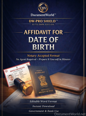 date of birth affidavit India template DOB proof correction declaration for school passport government records editable Word notary format
