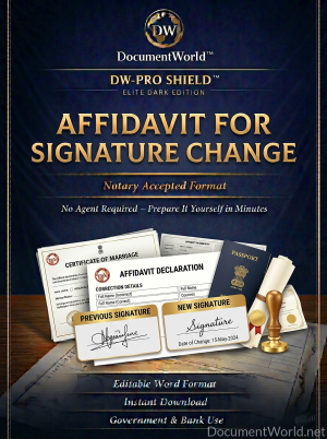 Signature Change Affidavit – India | Old vs New Signature Declaration for Bank, KYC & Legal Use | Editable Word | Notary Ready