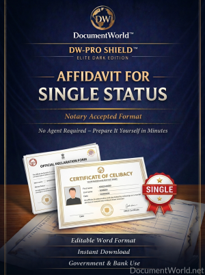 single status affidavit India unmarried certificate declaration for visa embassy marriage proof legal document editable Word notary format