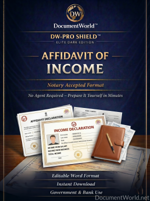 Income Affidavit – India | Self Income Declaration for Bank, Scholarship & Government Use | Editable Word | Notary Ready