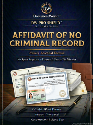 No criminal record affidavit India template clean background declaration for job visa embassy legal document editable Word notary format