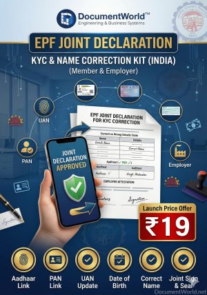 EPF Joint Declaration for KYC Correction (India) – UAN Name/DOB Update Form | ₹19 Instant Download