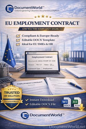 EU employment contract template GDPR compliant HR agreement editable Word document for European SMEs startups