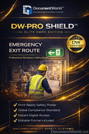 Emergency Exit Route Safety Poster with green exit sign and evacuation path guidance – A3 A4 printable workplace safety signage