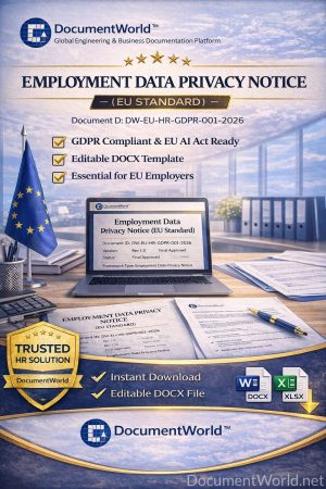 EU GDPR employee privacy policy template editable DOCX HR data protection document for European companies and SMEs