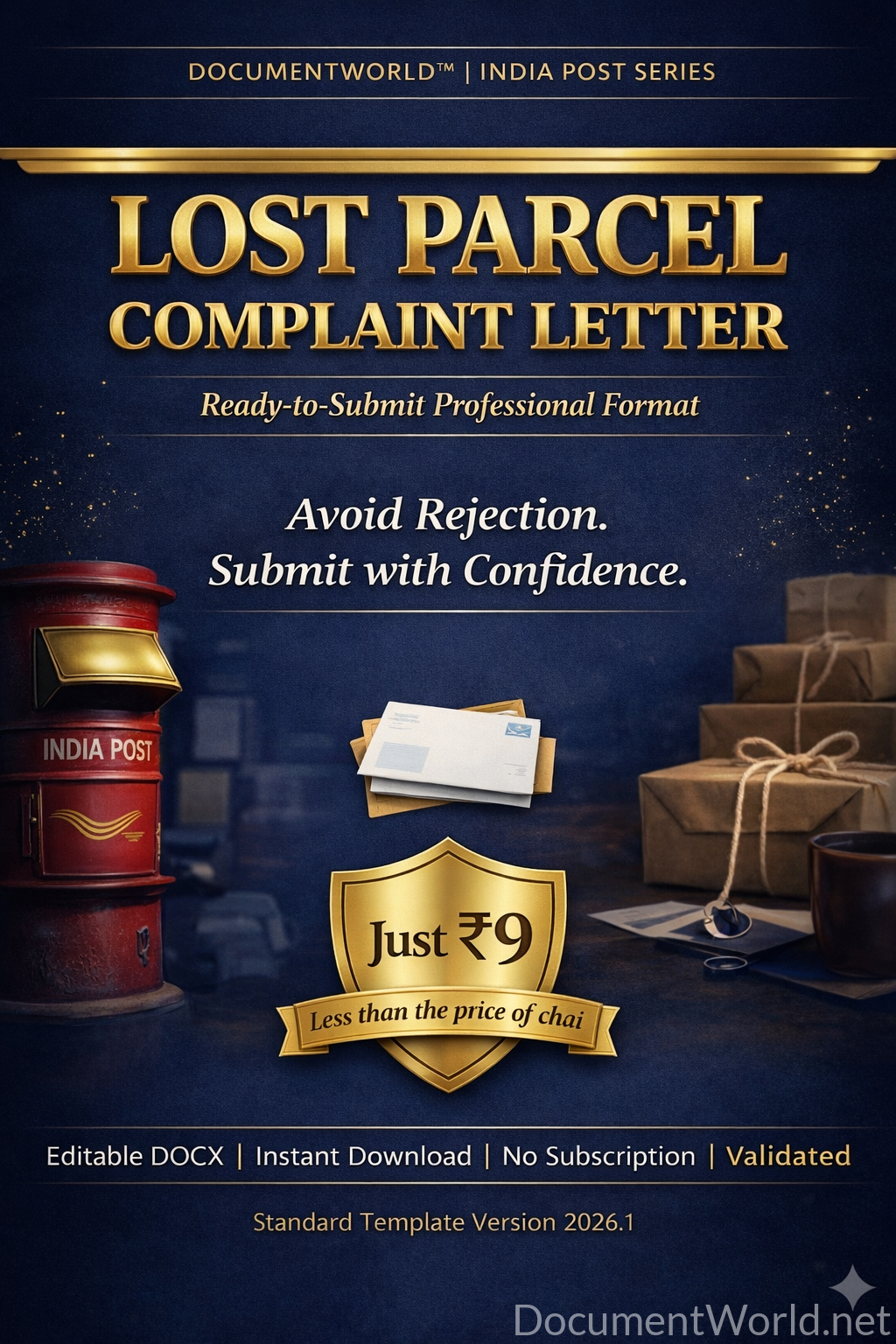 India Post Lost Parcel Complaint Letter Format (Ready-to-Submit DOCX) – Instant Download