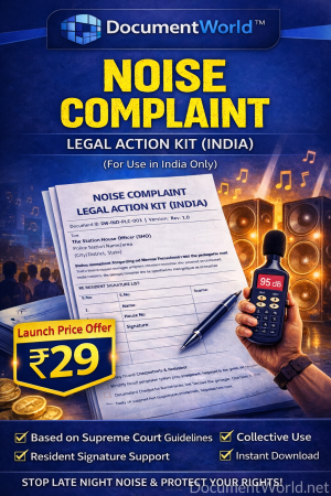 Noise Pollution Complaint Letter India – Legal Action Kit | Police Complaint Format | ₹29 Instant Download
