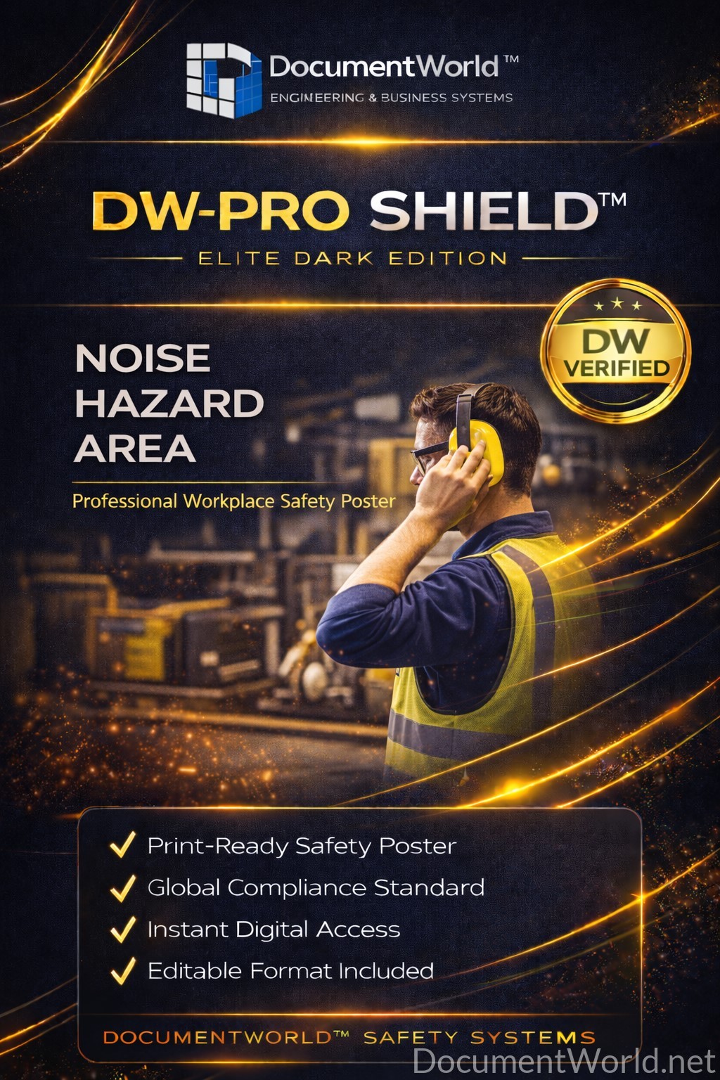 Noise Hazard Area Safety Poster | .99 Launch Offer | Hearing Protection Sign | A3 A4 Printable | Workplace Safety Poster