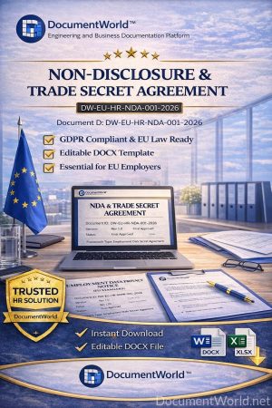 EU NDA Agreement Template – Non-Disclosure & Trade Secret Contract (GDPR Compliant, Editable DOCX)