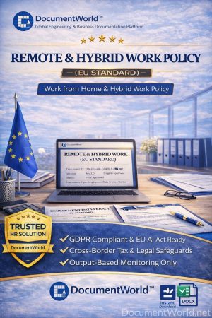 EU Remote Work Policy Template – Work From Home & Hybrid Policy (GDPR & EU AI Act Compliant, Editable DOCX)