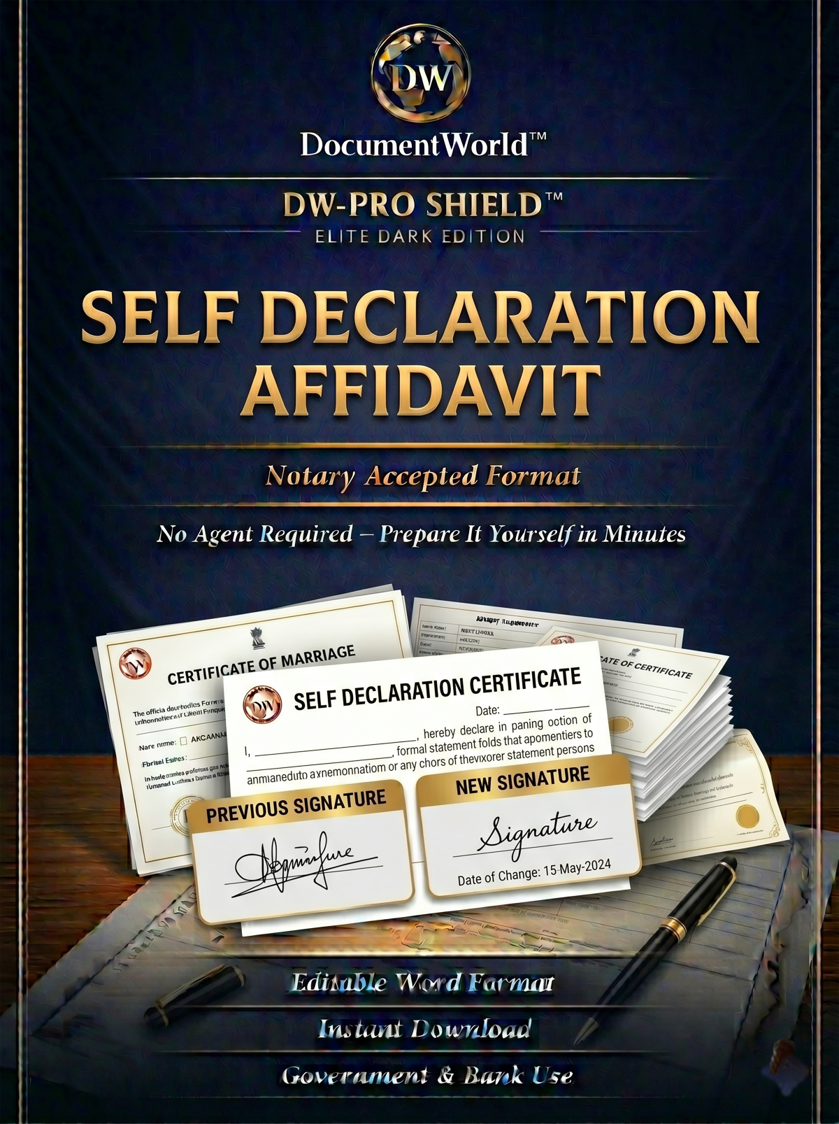 self declaration affidavit India multipurpose template legal declaration for bank KYC address income proof editable Word notary format