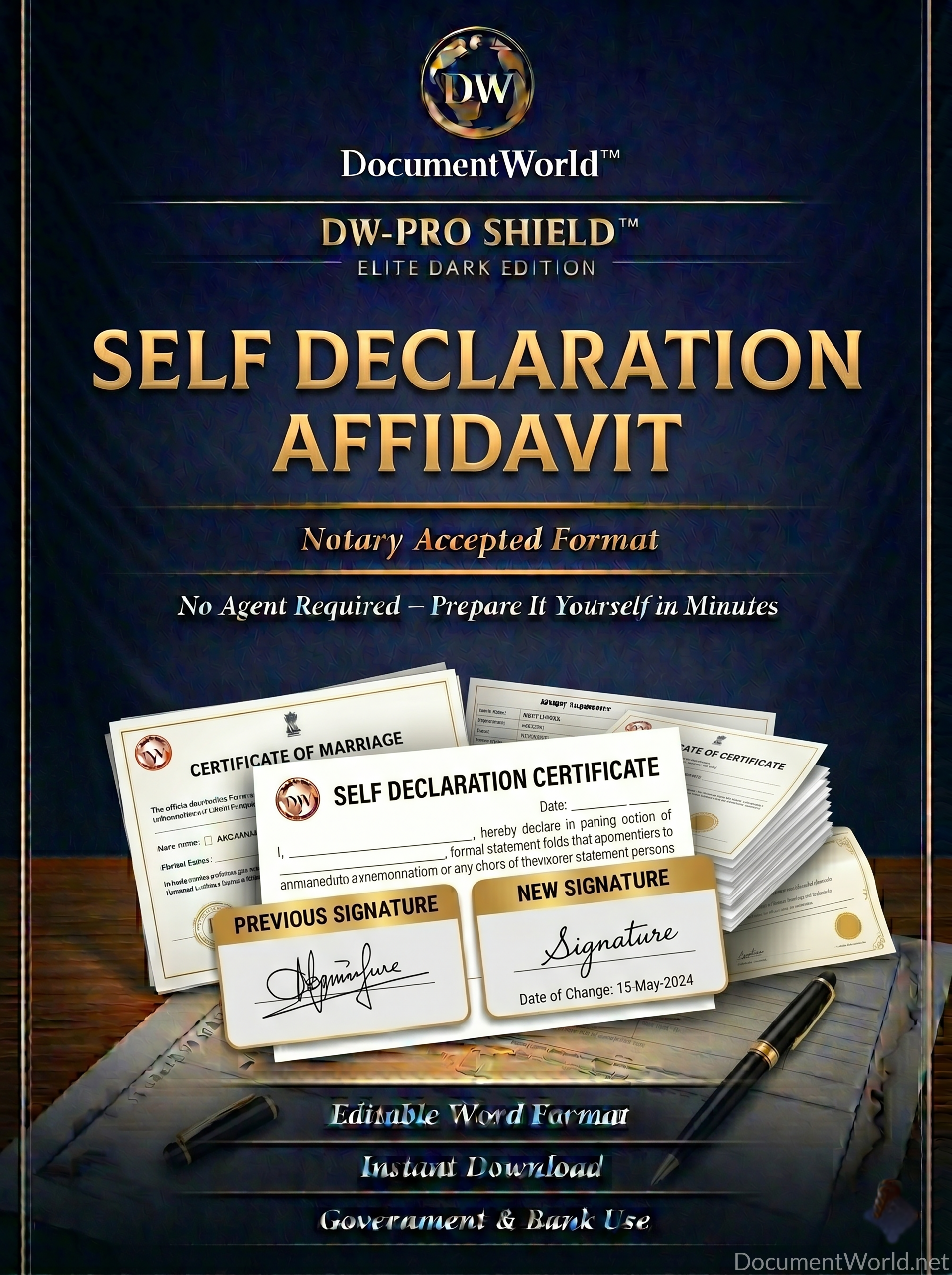 self declaration affidavit India multipurpose template legal declaration for bank KYC address income proof editable Word notary format