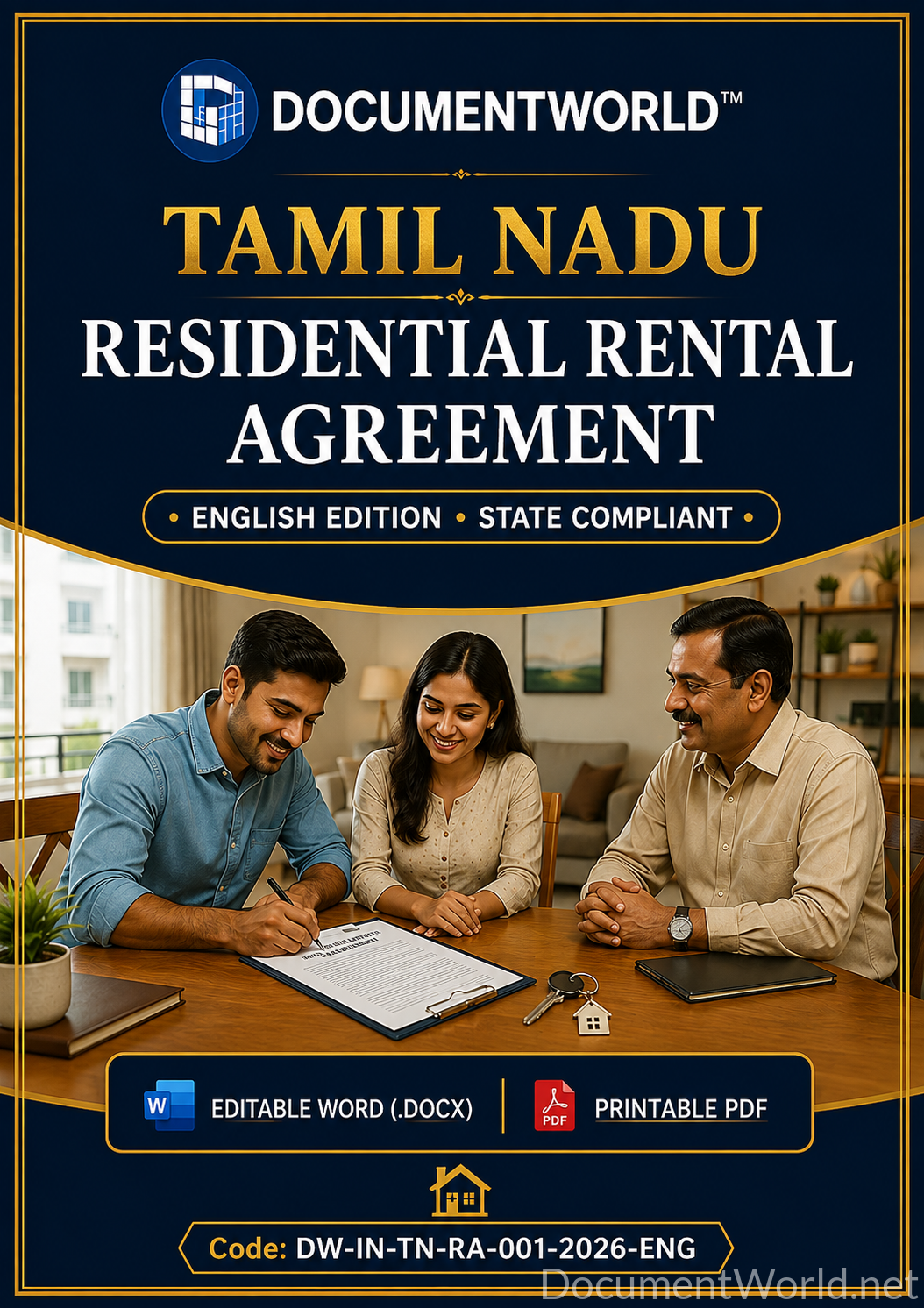 Tamil Nadu Residential Rental Agreement English Edition – editable Word DOCX and printable PDF template by DocumentWorld